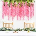 thumbnail image 2 of Sinhoon 6 Pack 3.75 Feet/Piece Artificial Fake Wisteria Vine Ratta Hanging Garland Silk Flowers String Home Party Wedding Decor (Pink), 2 of 7