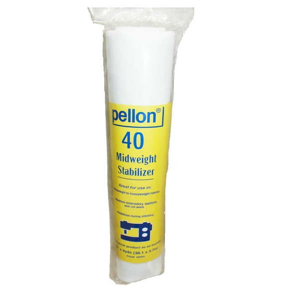 Pellon 40 Midweight Sew-in Sewing Fabric Stabilizer. White 15" x 4 Yards Precut