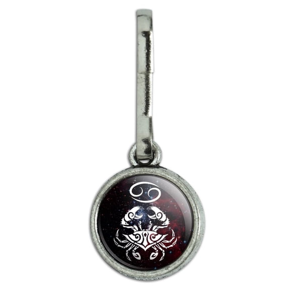 Cancer Crab Zodiac Sign Horoscope in Space Antiqued Charm Clothes Purse Suitcase Backpack Zipper Pull Aid