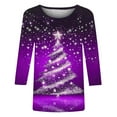 thumbnail image 4 of Holiday Gifts! Titcea Christmas Shirts for Women 3/4 Sleeve Crewneck Glitter Xmas Tree Print Pullover Christmas Sweaters 2024 Fashion Casual Tops, 4 of 4