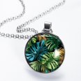 thumbnail image 2 of Tropical Jungle Palm Leaves Glass Design Circular Pendant Necklace - Stylish Jewelry for Women, 2 of 5