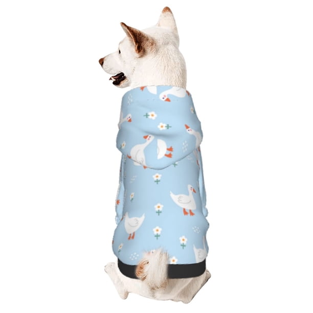 Balery Goose White Flowers Sudadera con Capucha para Perros Pequeños – Ropa para Mascotas, Disfraz para Perros y Gatos, Ideal para Fiestas y Cosplay-X-Large