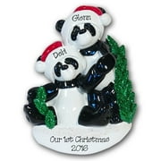 Panda Bear Couple Personalized Christmas Ornament