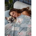 thumbnail image 3 of Blue Pink Botanical California King Size Flat Sheet, Wrinkleproof & Fadeproof Cooling Flat Bed Sheet Only, Spring Floral Vintage Breathable Soft Bedding Top Sheets 108 x 98 Inches, 3 of 8