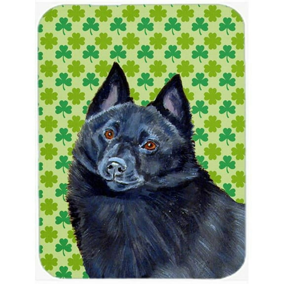15 x 12 in. Schipperke St. Patricks Day Shamrock Portrait Glass Cutting Board - Large