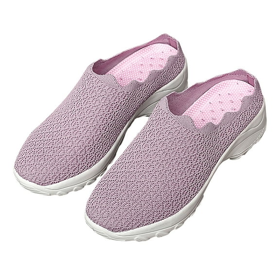 CAICJ98 Women Shoes Women Sneakers Comfort Slip On Wedges Shoes Breathable Mesh Walking Shoes,Purple