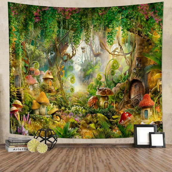 DaShan Fantasy Forest Tapestry Wall Hanging,Enchanted Mushroom Backdrop for Dorm Living Room Bedroom Decor 40x30 Inches