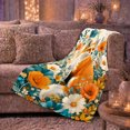 thumbnail image 6 of Alert Red Fox Poppy Daisy Scene in Painterly Floral Style for Woodland Fox Fans, Autumn Botanical Mood, Cozy Flannel Blanket for Bedroom and Reading Nook, Birthday Gift, Nature Home Decor, 6 of 9