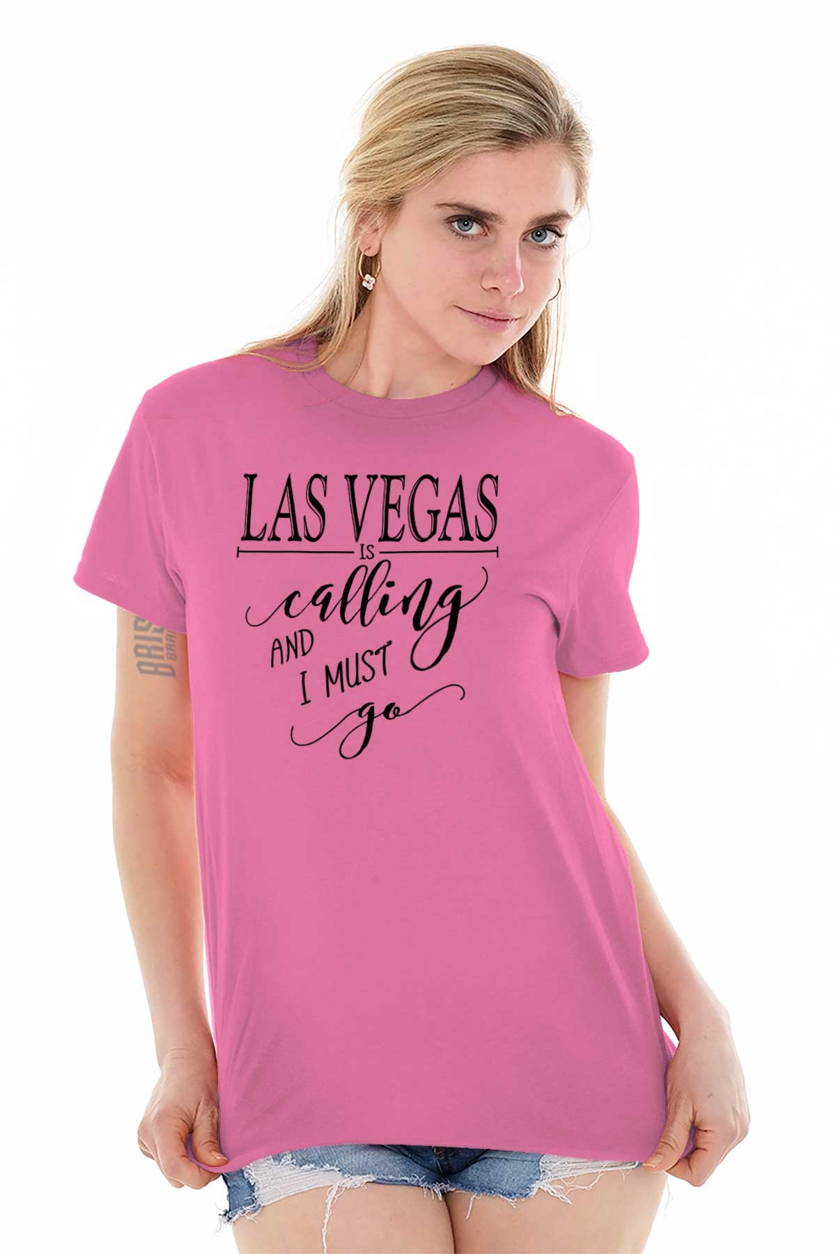 Las Vegas is Calling I Must Go Women's Graphic T Shirt Tees Brisco Brands M - image 3 of 6