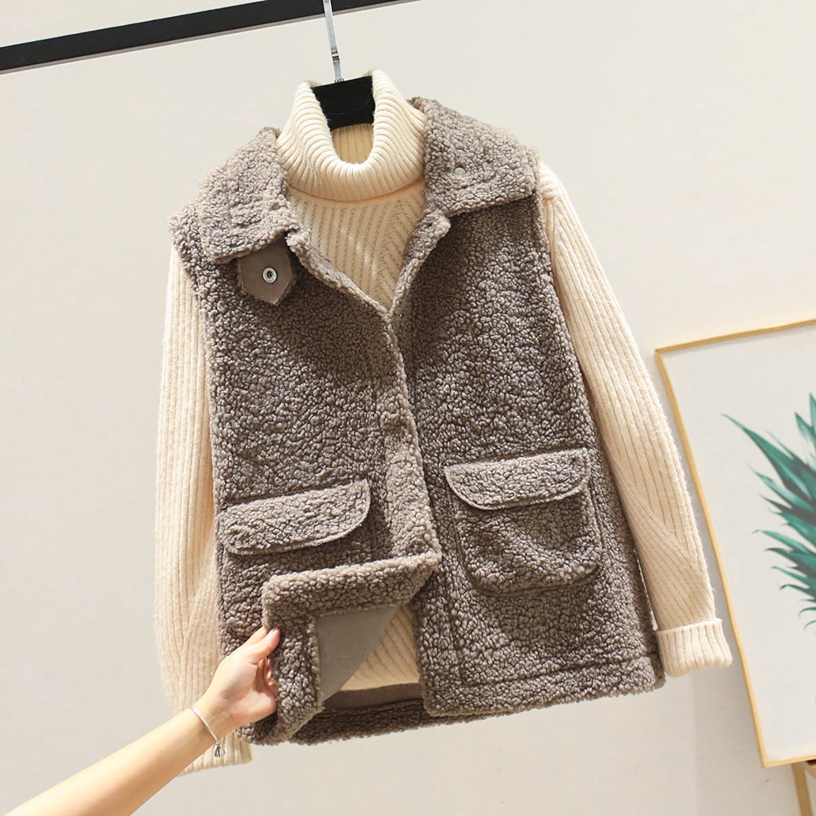 Veste En Polaire Doudou Femme Sans Manches – Gilet Long Chaud, Doublure Polaire, Pour Automne-hiver, Extérieur