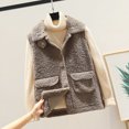 thumbnail image 2 of IROINNID Women's Shearling Vest Solid Color Sleeveless Loose Pocket Vest Coat Short Jacket Winter Fleece Zipper Outerwear, Khaki, 2 of 9