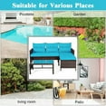 thumbnail image 4 of Kadyn Sofa Couch Conversation Sets, Outdoor Bistro Set, Wicker Rattan 3-Piece Outdoor Patio Furniture Sofa Set Turquoise, 4 of 9