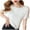 White Short Sleeve for Women, variant on Women's Short Sleeve Crew Neck Cropped Blouse Soft Stretchy Trendy Weekend Daily Casual Party Top Black L