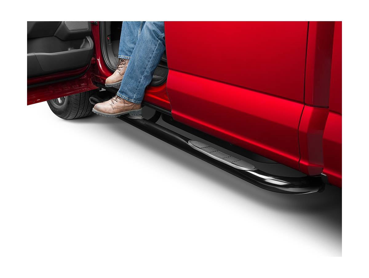 Ionic by RealTruck Pro Series 3" Black Nerf Bar Side Steps Compatible With 2015-2018 Ford F150 Supercrew/2017-2018 Super Duty F250 F350