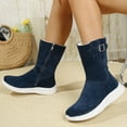 thumbnail image 4 of Wide Calf Winter Snow Booots for Women Suede Furry Lined Zipper Flat Casual Mid Calf Booties Outdoor Non Slip Sneakers, 4 of 7