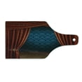 thumbnail image 2 of Victorian Cutting Board, Grand Opening Showroom with Retro Pattern Wall Classic Stage Theatrical, Tempered Glass Cutting and Serving Board, Wine Bottle Shape, Burgundy Multicolor, by Ambesonne, 2 of 5