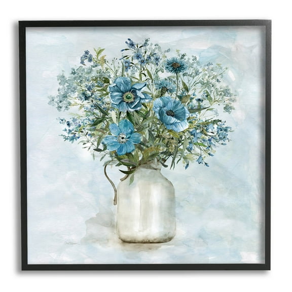 Stupell Industries Mixed Geranium Bouquet Milk Pitcher Painting Black Framed Art Print Wall Art, Design by Carol Robinson