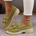 thumbnail image 4 of Women's Casual Plus Size Beaded Bow Walking Shoes, Suede Round Toe Loafers Design with Breathable Lining, Comfortable Slip on Sneakers for Daily Wear, 4 of 7