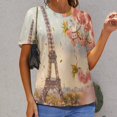 thumbnail image 6 of Blossoming Paris Eiffel Tower T Shirts Basic T-Shirt Short Sleeve Ladies Tee Shirt Summer Graphic Clothing, 6 of 6