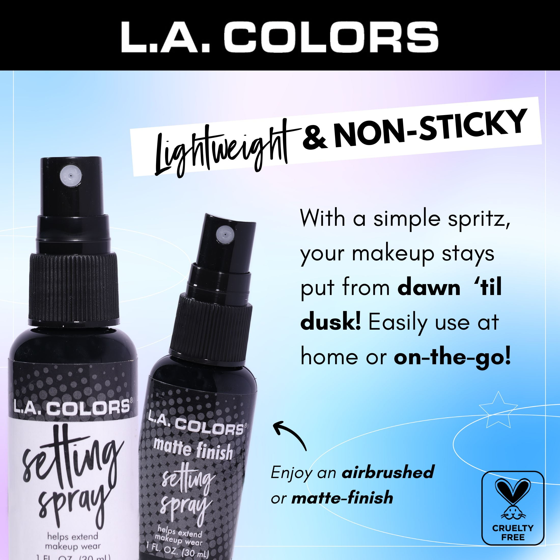 (2 pack) L.A. COLORS Lightweight & Non-sticky Mattifying Setting Spray, 1 fl oz