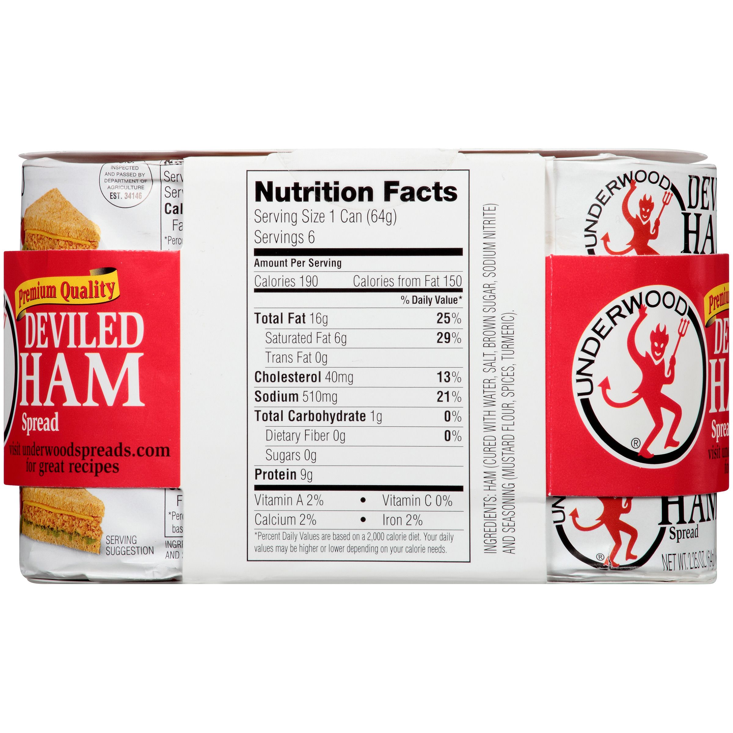 Underwood Deviled Ham Spread 6-2.25 oz. Cans
