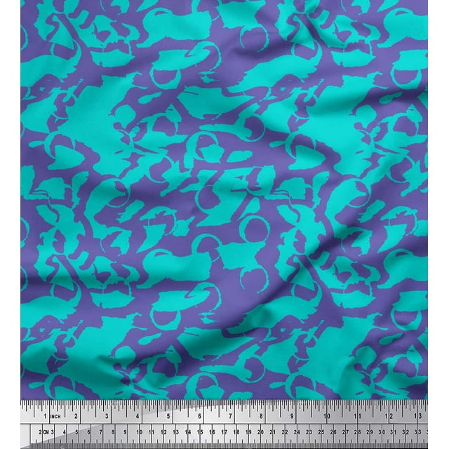 Soimoi Green Heavy Satin Fabric Abstract Circles Abstract Decor Fabric Printed Yard 54 Inch Wide