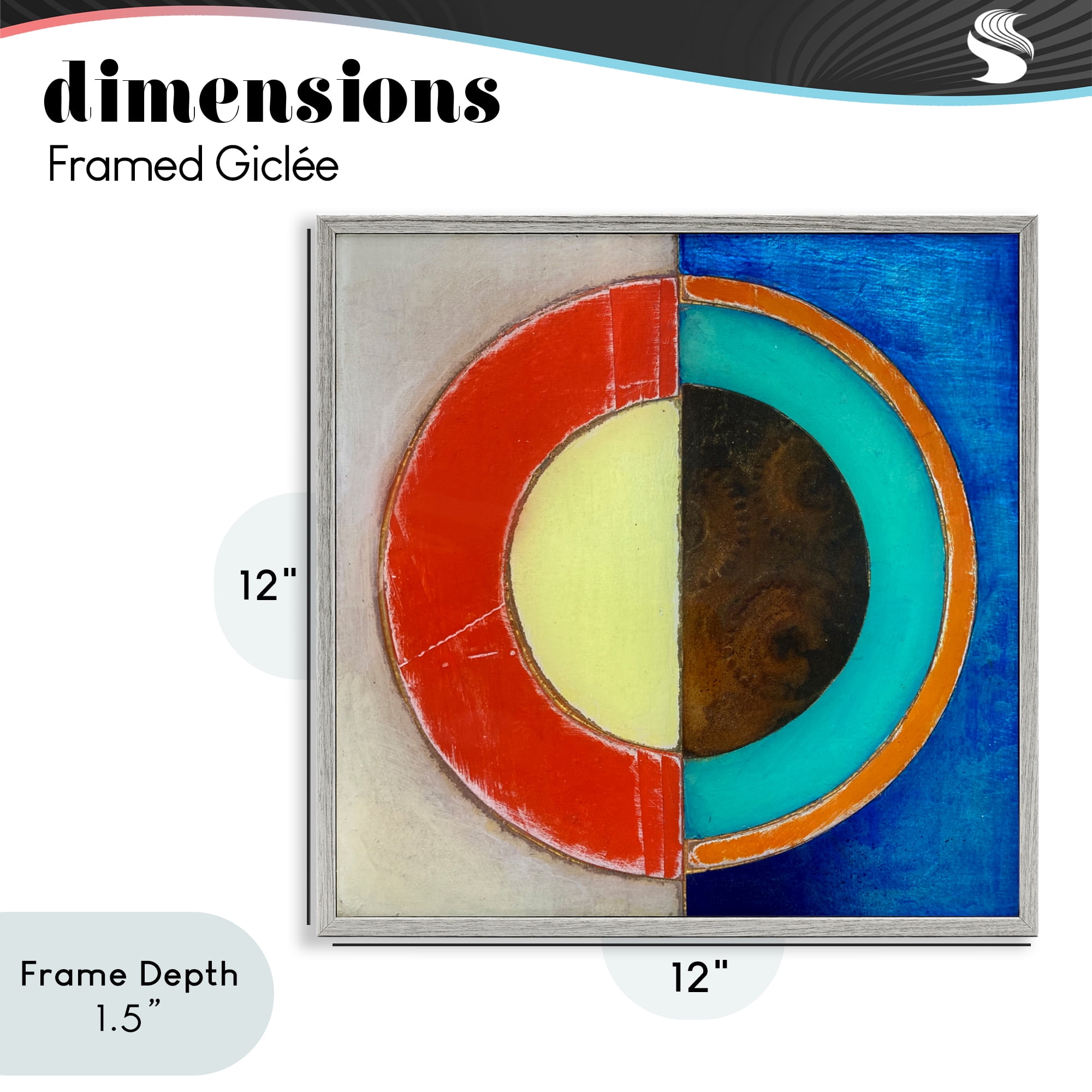 Stupell Industries Round Structured Color Block Gray Framed Giclee Art, design by Matthew Finger
