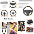 thumbnail image 6 of Garronmavis 15pcs Automobile Interior Sets Hippie Daisy Streering Wheel Cover Rearview Mirror Cover Trash Can with Lid Air Vent Car Organizer Front Rear Car Seat Covers Seat Belt Cover, 6 of 7