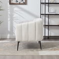 thumbnail image 5 of Small Loveseat, 50.2" Wide Upholstered Chenille Accent Couch, Modern Glam Tufted 2-Seater Sofa for Small Spaces, Studio Apartment, Dorm, Office, Living Room, Bedroom, with Metal Legs, Ivory, 5 of 10