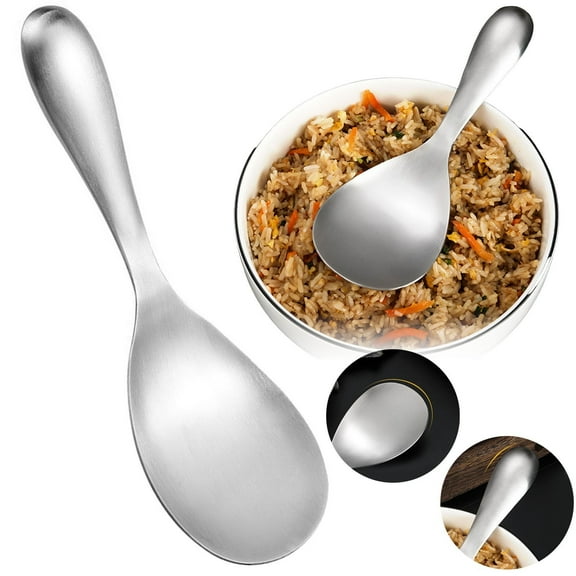 PLJFXXM Stainless Steel Rice Spoons, 7.87 Inch Thickened Heat Resistant Serving Spoon Non Stick Rice For Kitchen, Cooking Spoon for Kitchen Utensils