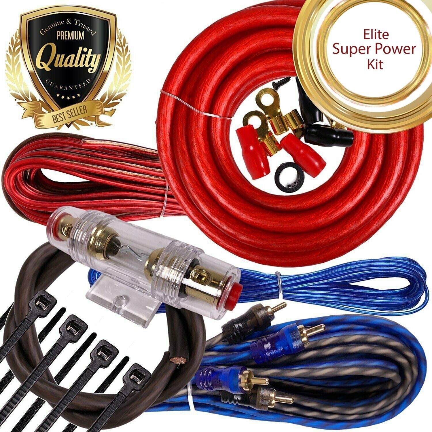 Complete 2000W 4 Gauge Car Amplifier Installation Wiring Kit Amp PK2 4