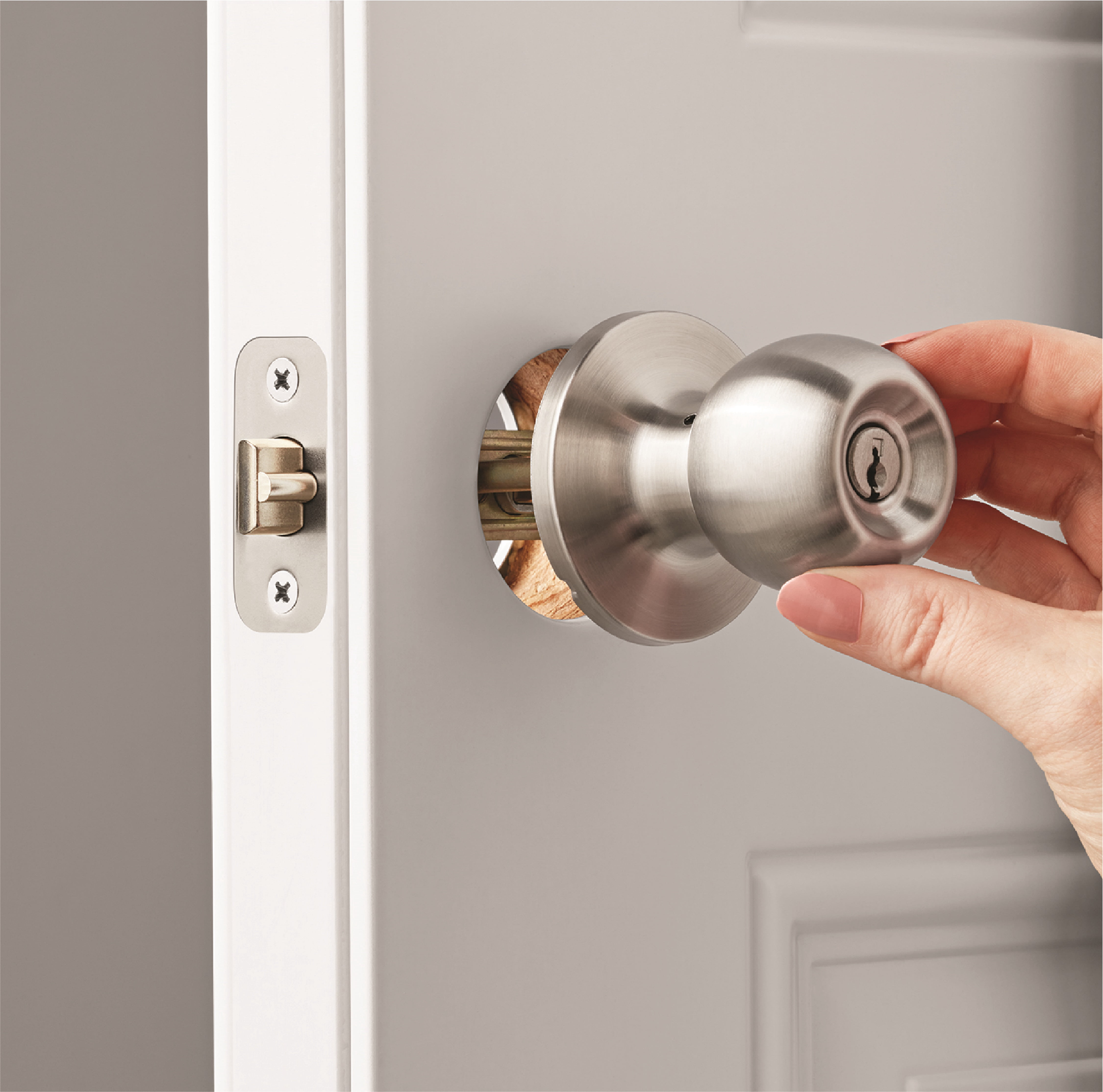 Hyper Tough Keyed Entry Ball Lock Doorknobs with Stainless Steel Finish, Twin Pack