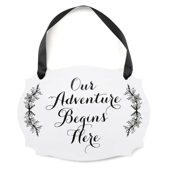 Hortense B. Hewitt Hortense B Hewitt Rustic Wreath Here Comes the Love of Your Life Ceremony Sign, white