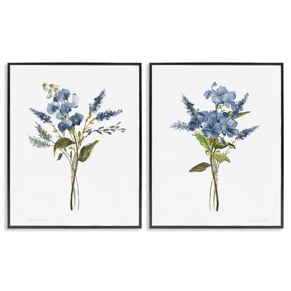 Stupell Industries Geranium Sprig Bundles Floral Painting Black Framed Art Print Wall Art, 11 x 14, Set of 2