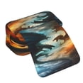 thumbnail image 4 of Sikiie Red And Blue Flame Wave Dragon Print Flip Double-layer Pencil Case, All-purpose Stationery Bag for Study and Office, Zipper Design, Unisex, 4 of 7