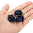 thumbnail image 4 of Uxcell Mini Satin Ribbon Roses Small Rosettes Fabric Flowers with Green Leaves Navy Blue 20 Pcs, 4 of 6