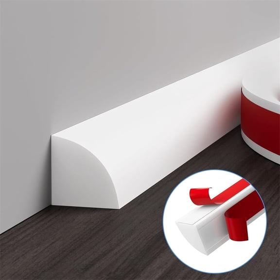 NOGIS Flexible Quarter Round Molding, 39" Peel and Paste Rubber Quarter Round Trim, Self Adhesive Edge Molding for Floor, Waterproof Bendable Trim for Wall Edge Corner, Countertop, White