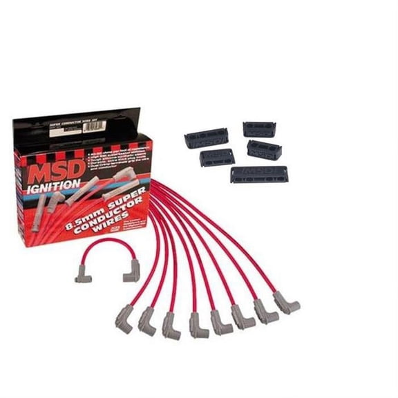 MSD 8.5mm Spark Plug Wires, Chevy HEI Over Valve Cover w/Loom Kit