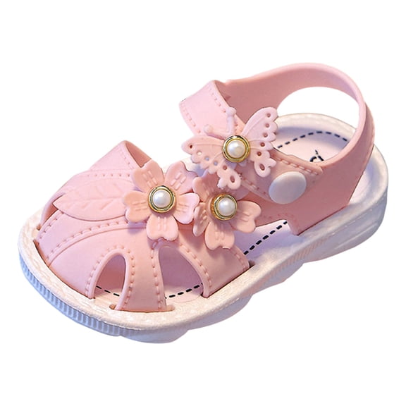 Kureaily Children Shoes Comfortable Flat Sandals Fashionable Toe Covering Children Toddler Shoes Beach Sandals/ Size 7,18-24 Months(Pink)