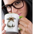 thumbnail image 2 of 3drose, Cottagecore Christmas Ornament with an Image of Burlap Bow, 11oz Two-tone Green Mug, 2 of 6