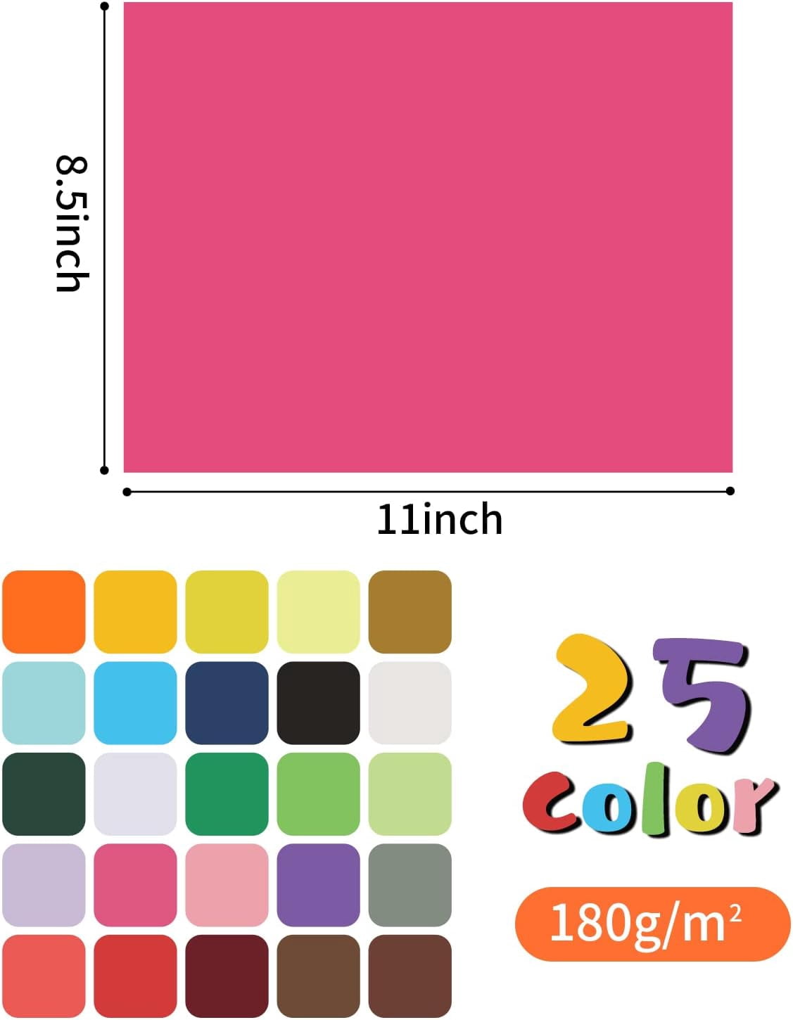 Colored Cardstock 100 sheets, 8.5” x 11” Cardstock Paper - 25 Assorted Colors, 180 GSM Card Stock Printer Paper Scrapbooking Supplies for Diy Crafts, Scrapbooking, Card Making