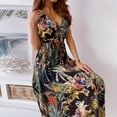 thumbnail image 2 of DPTALR Femmes V-Cou Sleexeless Print Ouvert Dos Casual Sexy Licol Mi-Mollet Robe Longue, 2 of 9