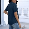 thumbnail image 2 of POIUYTR Women Casual Loose Shirts Summer Vintage Collared Button Short Sleeve Blouses Business Work Comfy Soft Solid Color Tops, 2 of 6