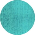 thumbnail image 1 of Ahgly Company Machine Washable Indoor Round Oriental Turquoise Blue Industrial Area Rugs, 5' Round, 1 of 4