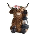 thumbnail image 1 of Estatua de vaca, escultura animal con luz solar para exteriores, adorno moderno, regalos de resina Vaca sentada, 1 of 8