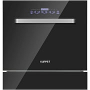 KUPPET Built-in Dishwasher, Dishwasher with 8 Place Setting, 6 One-Botton Control Washing Programme LED Display, Countertop Dishwasher with Shiny Wash&Soak Wash, Precise Set Up, Black Stainless Steel