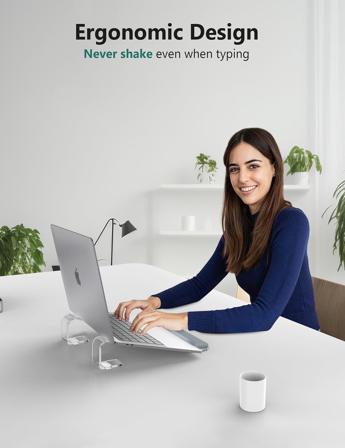 Clear Acrylic Laptop Stand for Desk, with Wrist Rest, Ergonomic Detachable Mount Compatible with 10-17'' All Laptops Such as MacBook Air Pro/HP/Dell/Lenovo