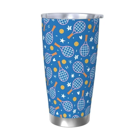 

Cauagu Tennis Pattern 20oz Tumbler Stainless Steel Vacuum Insulated Tumbler with Lid Durable Insulated Coffee Mug Thermal Cup with Splash Proof Sliding Lid-Without Straw