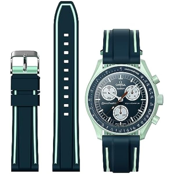 wonima11 Bands for Moonswatch Watch,Soft Silicone Strap Compatible with Omega x Swatch MoonSwatch Speedmaster 20mm Watch,Quick Release Waterproof Replacement Strap for Swatch Omega Men Women