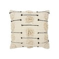 thumbnail image 2 of 18 x 18 Square Cotton Accent Throw Pillow, Trimmed Shaggy Fringe Accents, Set of 2, Beige, Black, 2 of 5